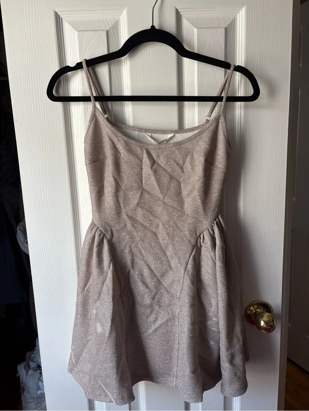 Commense Sparkling Champagne-Gray Mini Dress